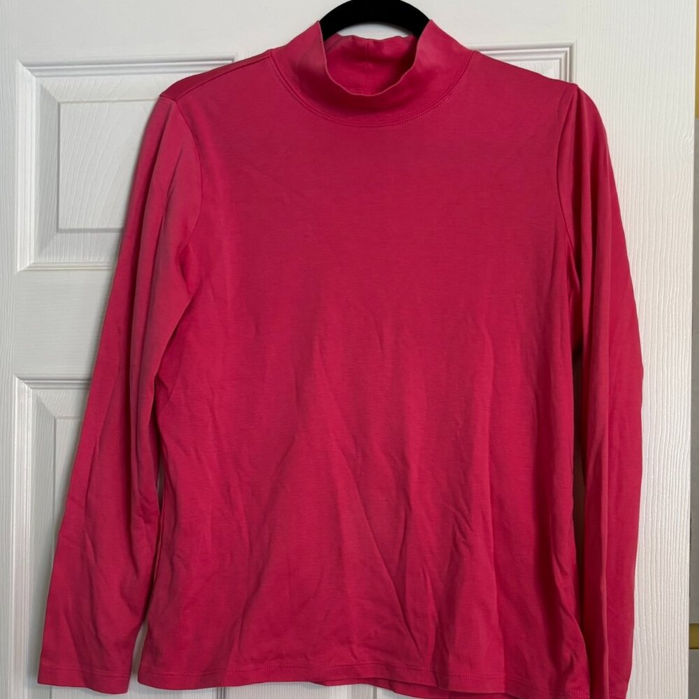 L.L.Bean Women's Supima Cotton Long Sleeve Crew Neck Tee Pink Medium